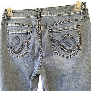 Chico's Mid Wash Crop Denim Jeans Pants w Embroidery - Chico's Size 1 (US 8)